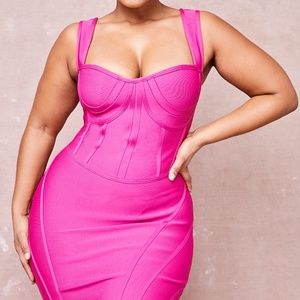 Pretty Little Thing Sleeveless Corset Bodycon Dress Size 18